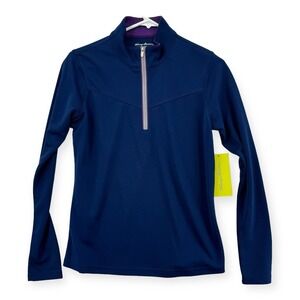 Tommy Armour Shirt Womens Small Long Sleeve Blue Zip Up Training Dri Logic NEW